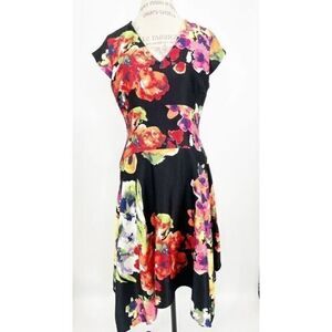 NATORI Watercolor Bouquet Short sleeves Dress NWT